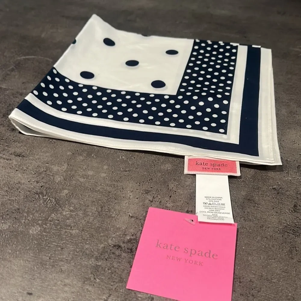 NWT Kate Spade dots silk blend scarf 18x18